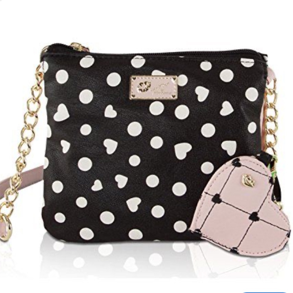 Luv Betsey by Betsey Johnson Black and White small Polka Dot Crossbody Bag